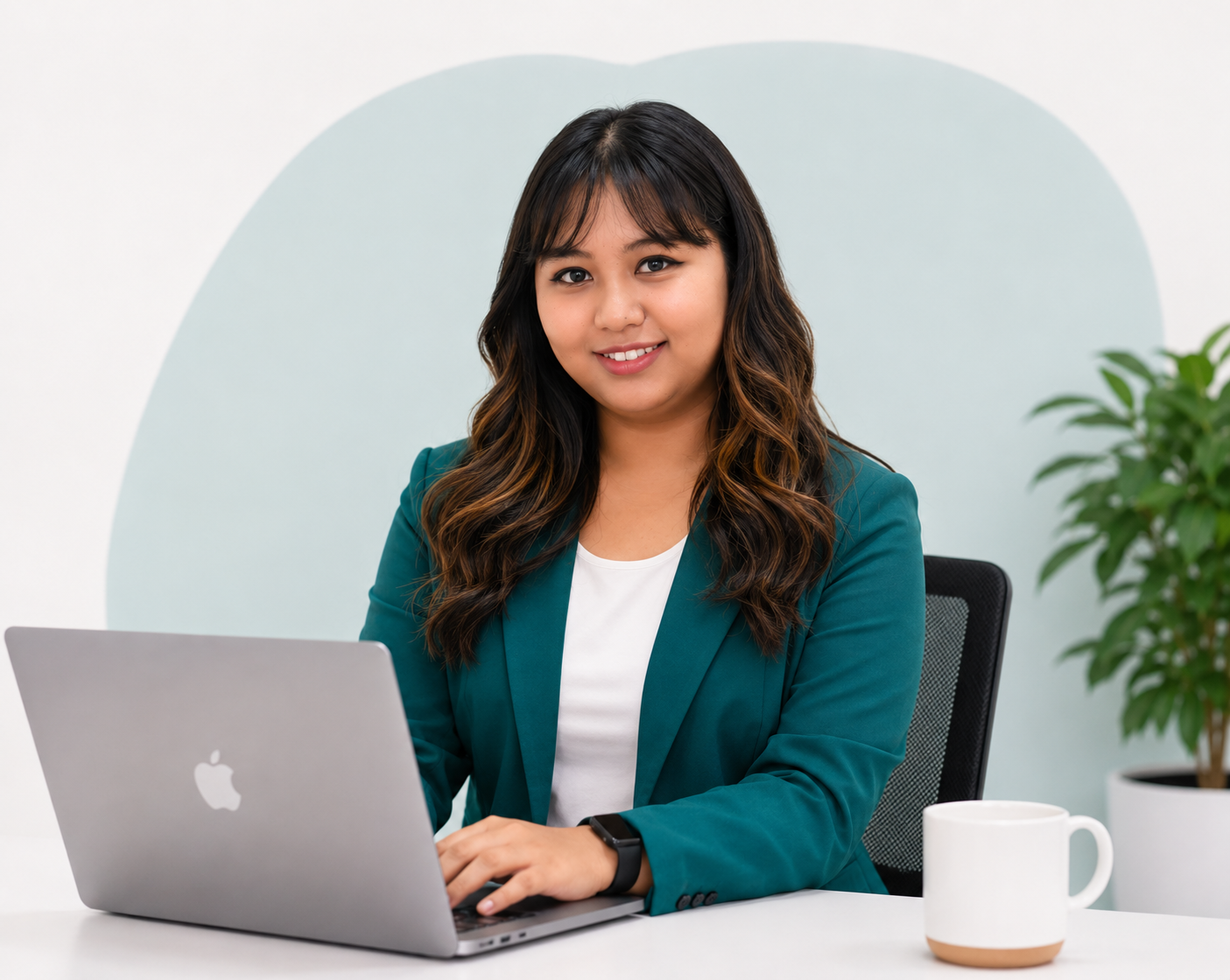 Meelasha at laptop
