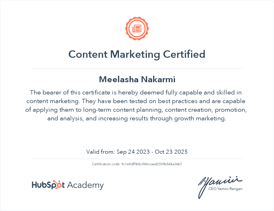 Content Marketing free certificate